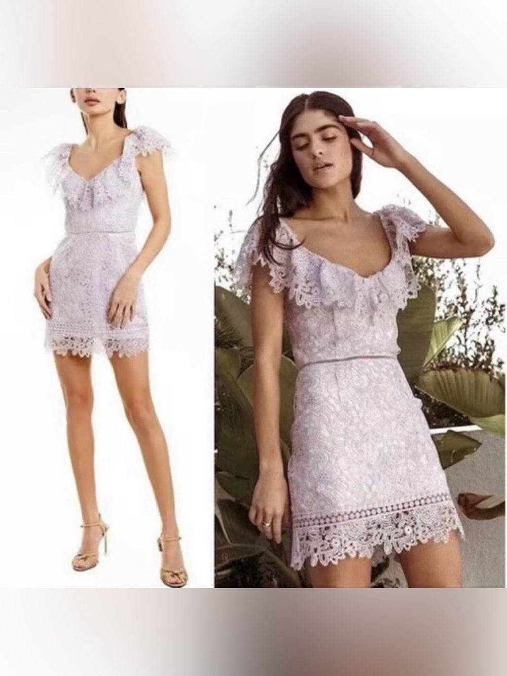 Saylor "Adwoa" Lavender Crochet Lace Mini Dress Sz XL VGUC